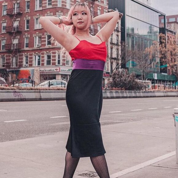 Express Colorblock Slip Dress - Picture 1 of 4